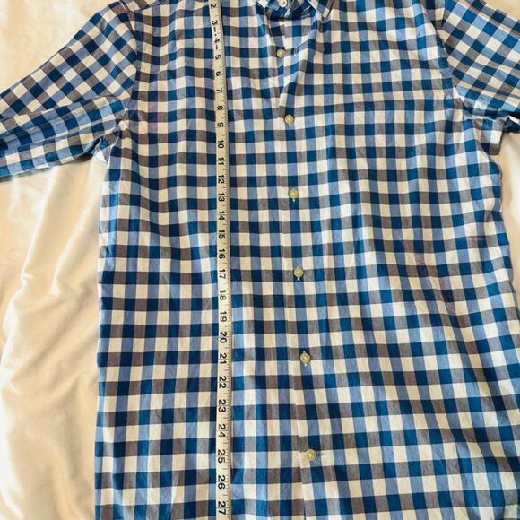 Banana Republic Grant Fit Supima Cotton Sz L Button Up Long Sleeve Blue/Plaid - Picture 6 of 7